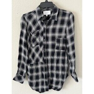 Current/Elliott The Patchwork Project Shirt Womens Size 1 Small Phantom Plaid